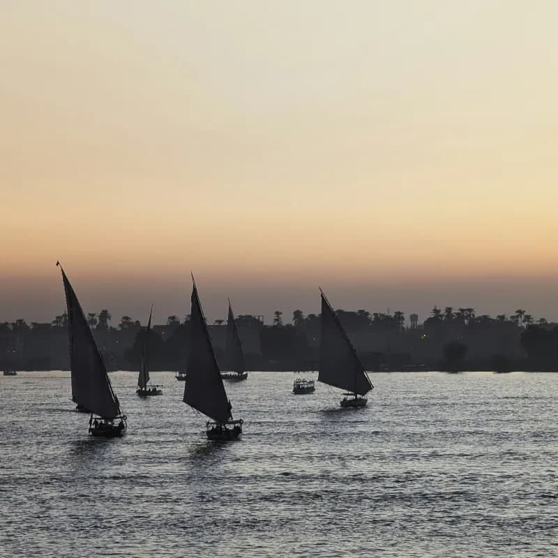 Traditional felucca sailing on the Nile in Aswan
