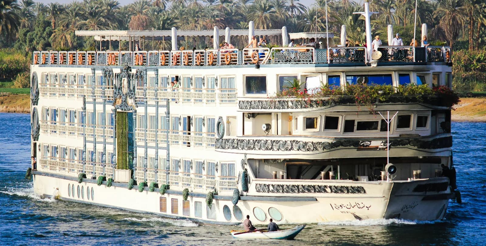 Nile cruise ship and temple visits along the river