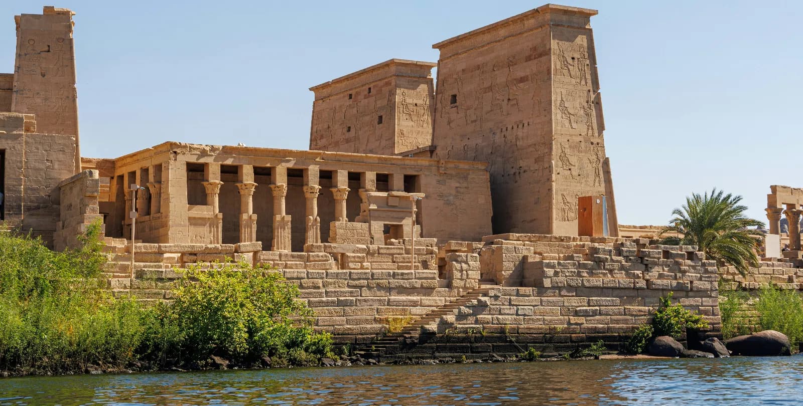 Philae Temple and felucca sailing in Aswan
