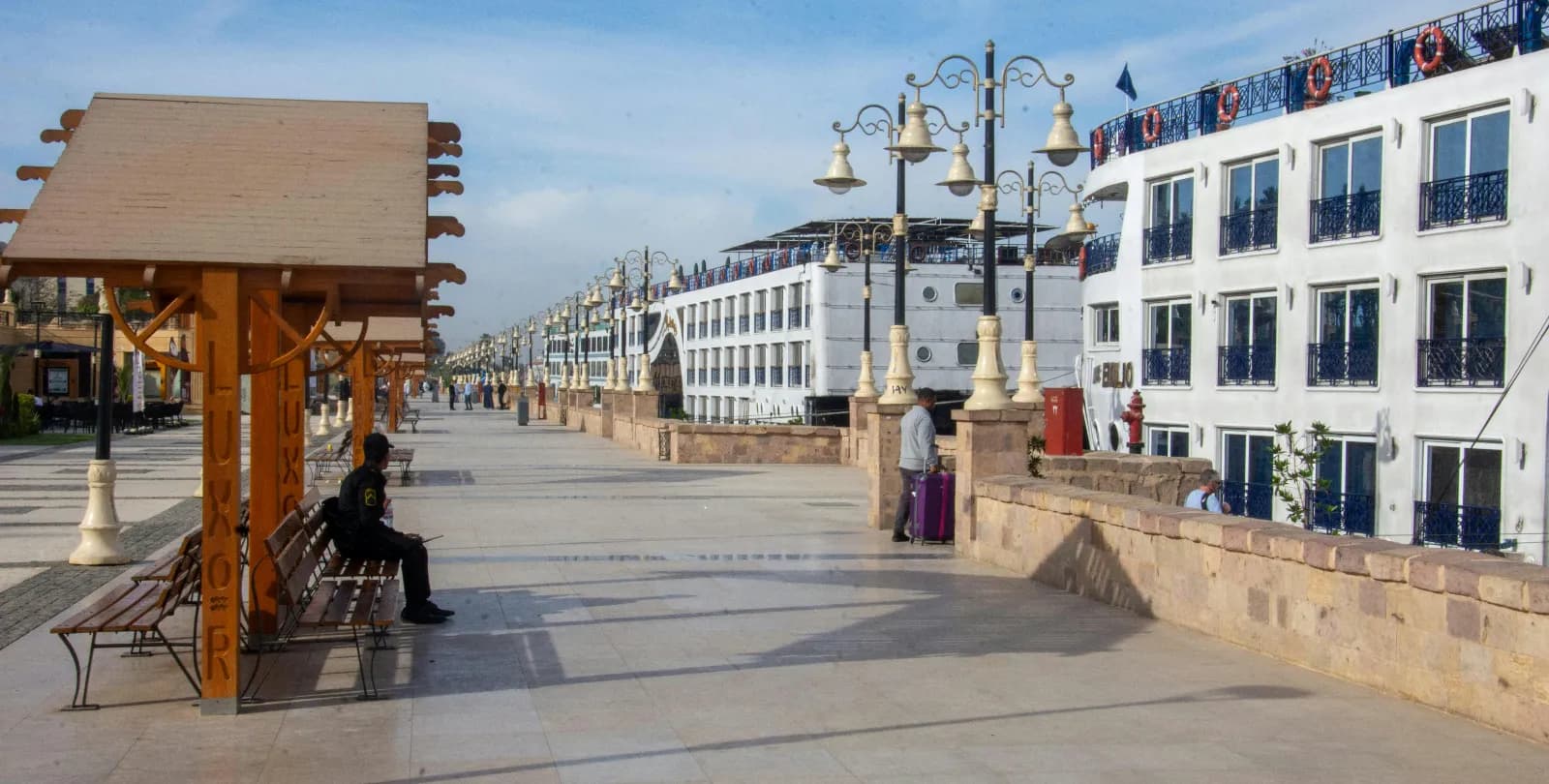 Luxury Nile cruise ship sailing between Luxor and Aswan